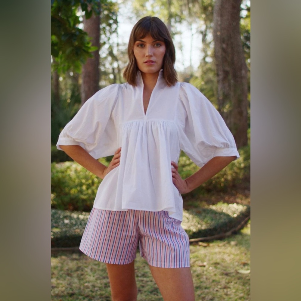 NWT Never A Wallflower High Neck White Blouse S